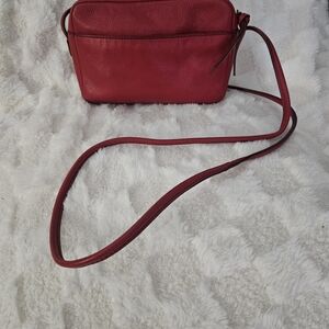 Fossil Red Leather Crossbody Bag